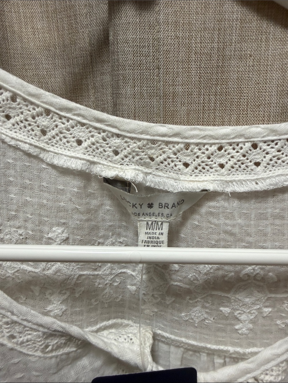 Lucky Brand White Crochet Tassel Tank Top - Picture 3 of 3
